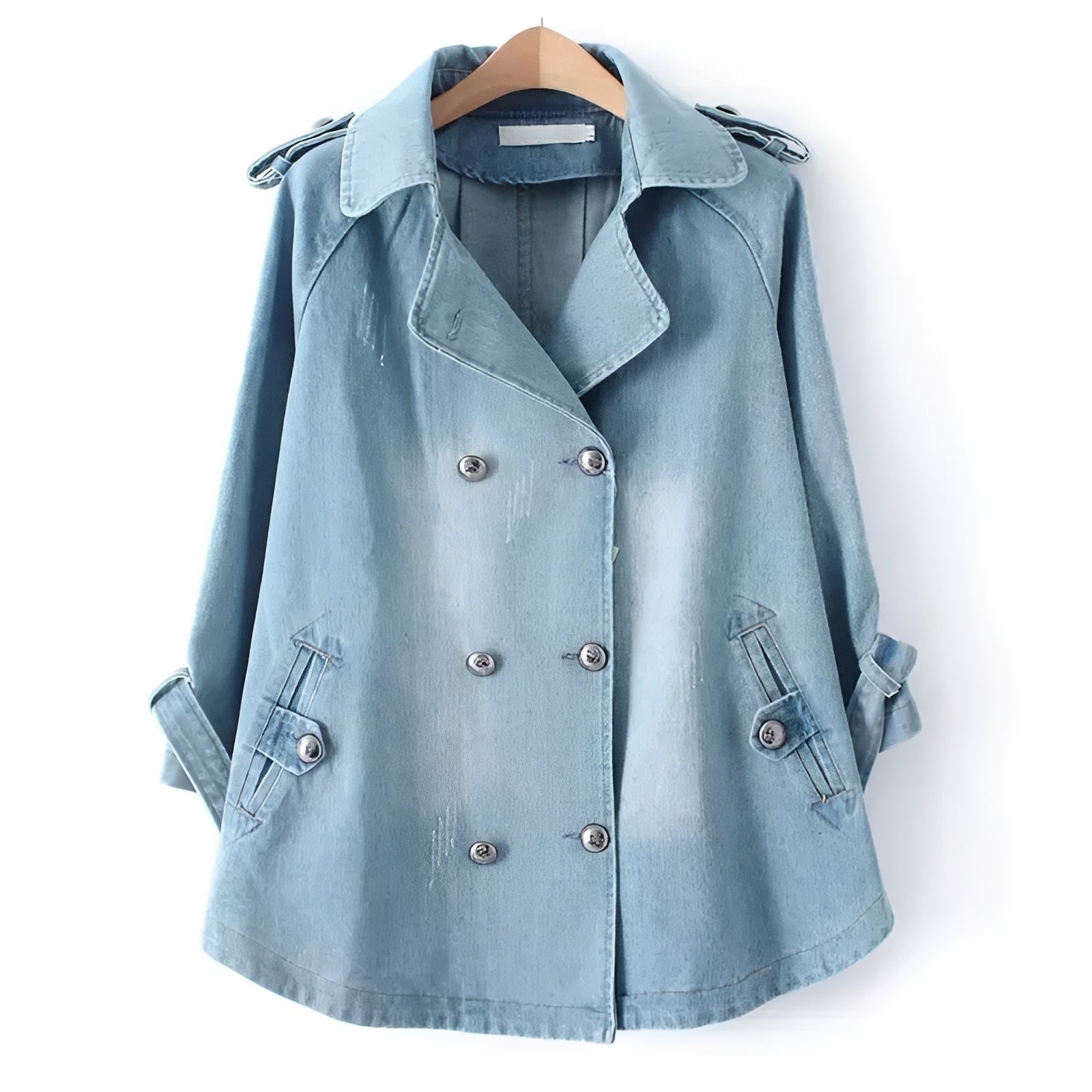 Faye - Stylowy Płaszcz Cape z Denimu
