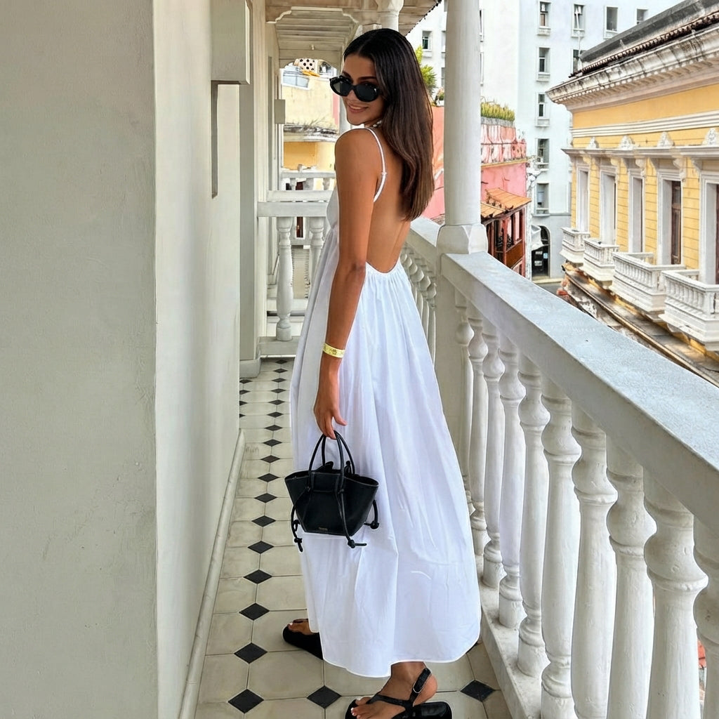 Rhian - Modna Sukienka z Odkrytymi Plecami