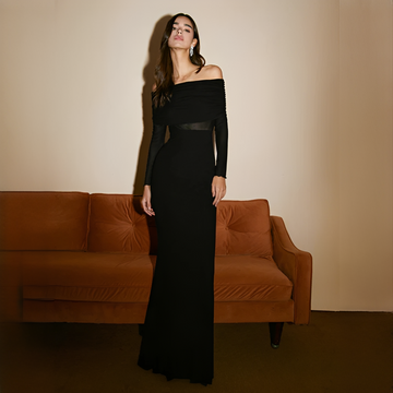Ermanda - Elegancka sukienka z odkrytymi ramionami