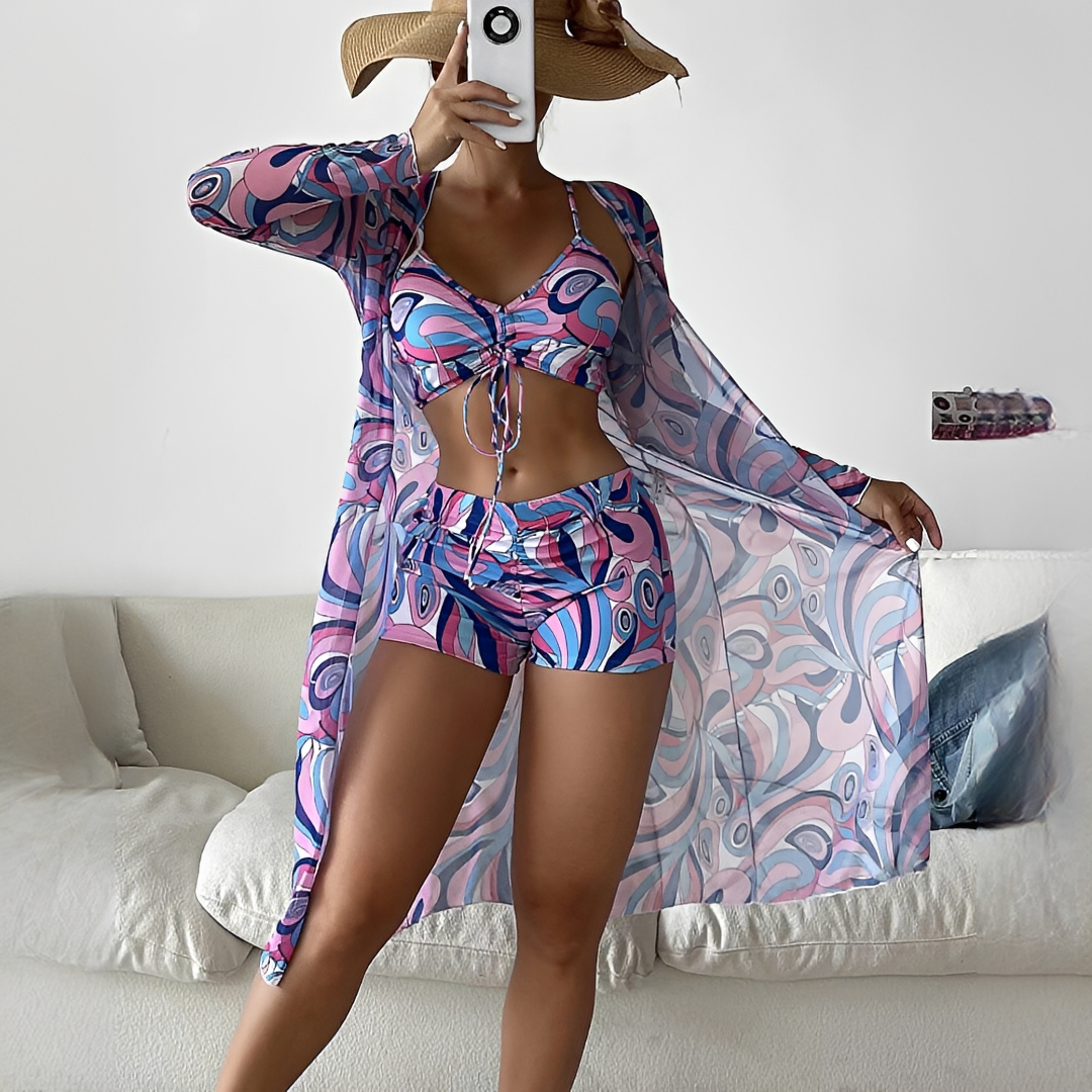 Elza - Modny Trzyczęściowy Zestaw Bikini