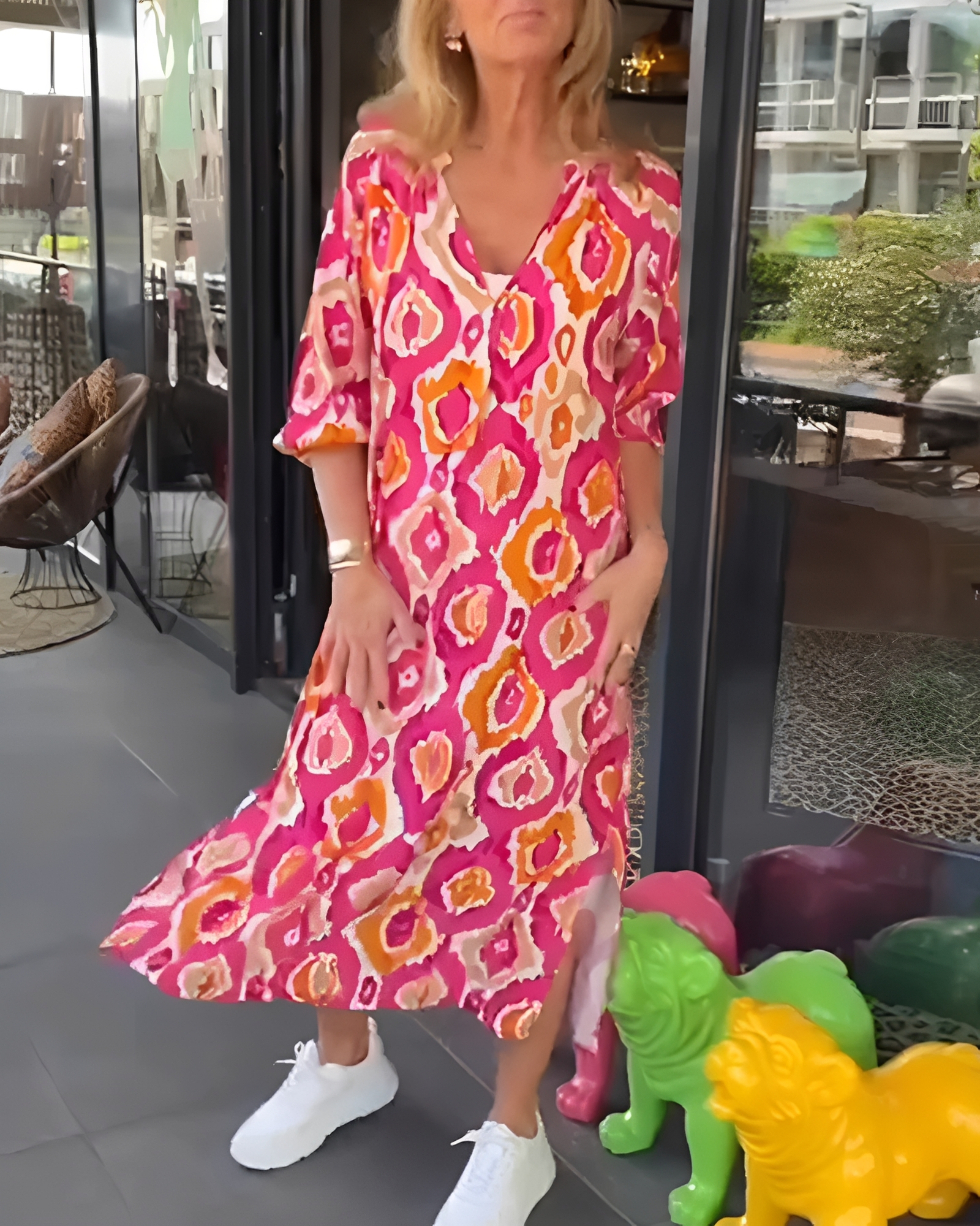 Rachael - Elegancka Sukienka Midi z Dekoltem w Szpic