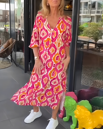 Rachael - Elegancka Sukienka Midi z Dekoltem w Szpic