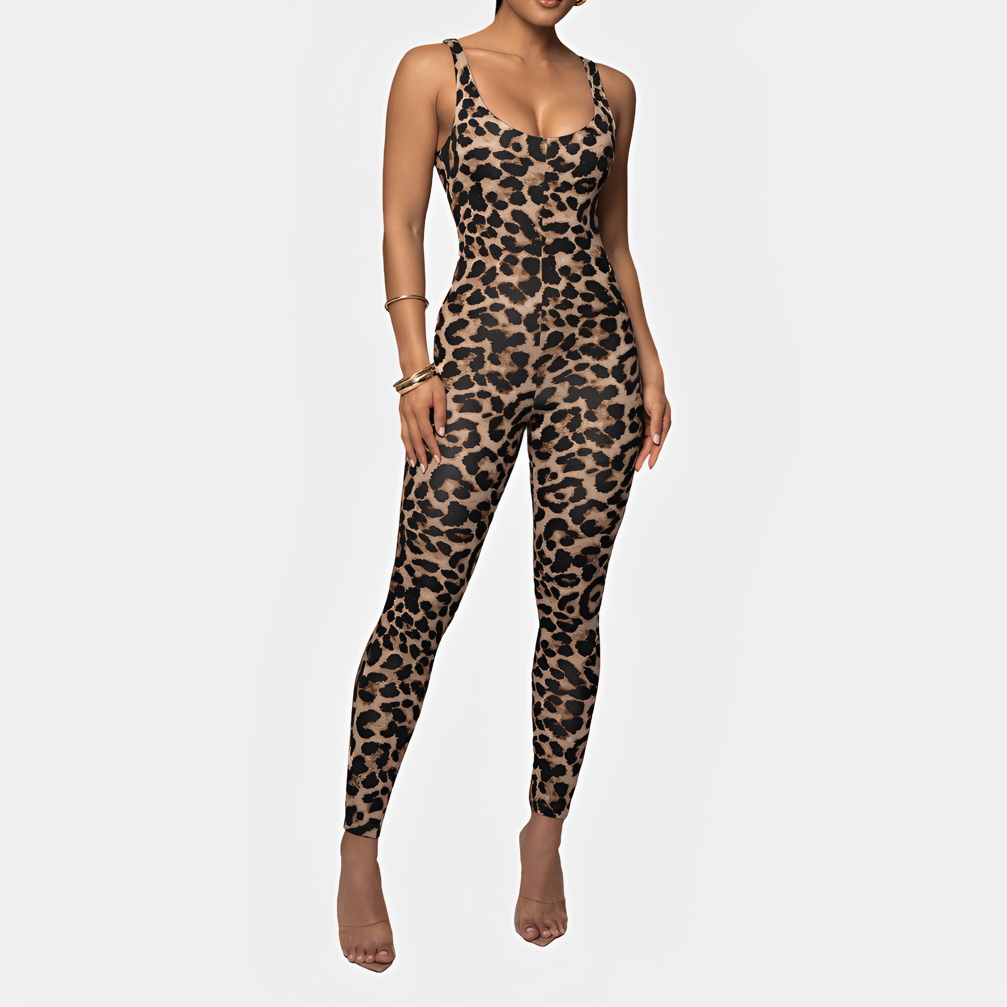 Elaine - Elegancki kombinezon bodycon z wzorem