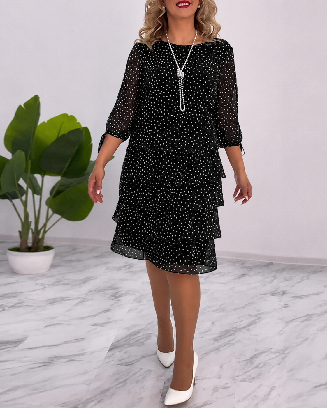 Bezia - Elegancka midi sukienka z warstwami