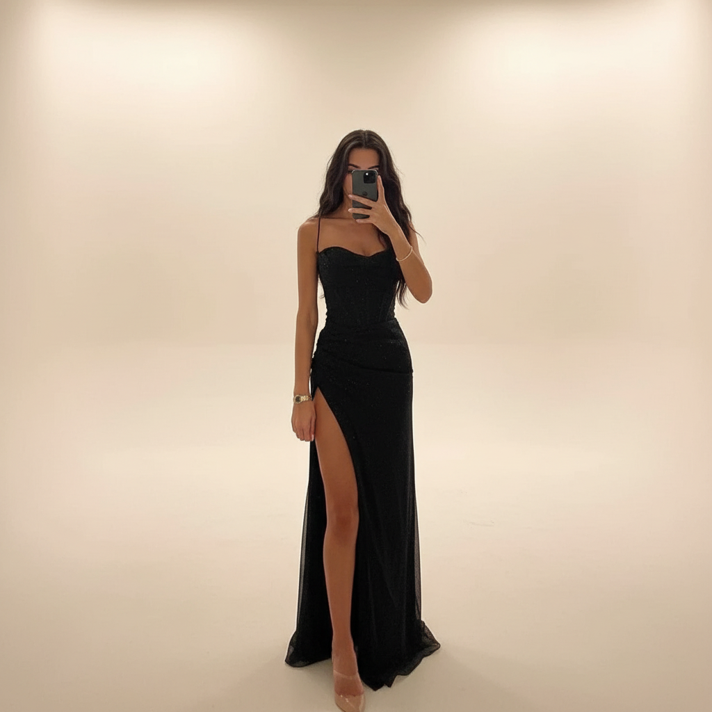 Monique - Elegancka maxi sukienka z rozcięciem