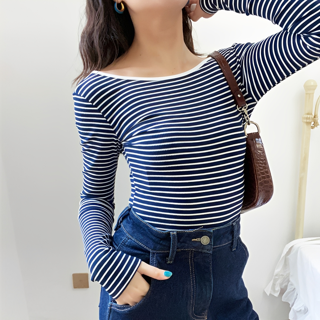 Michaila - Body z długim rękawem w paski