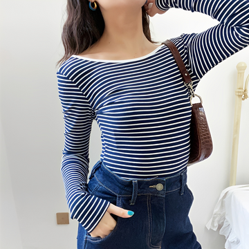 Michaila - Body z długim rękawem w paski