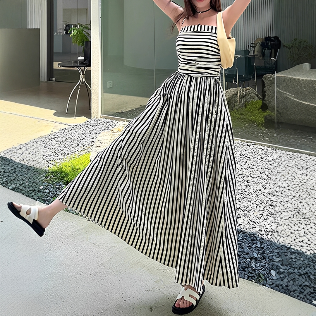 Cindy - Elegancka Sukienka Maxi w Paski