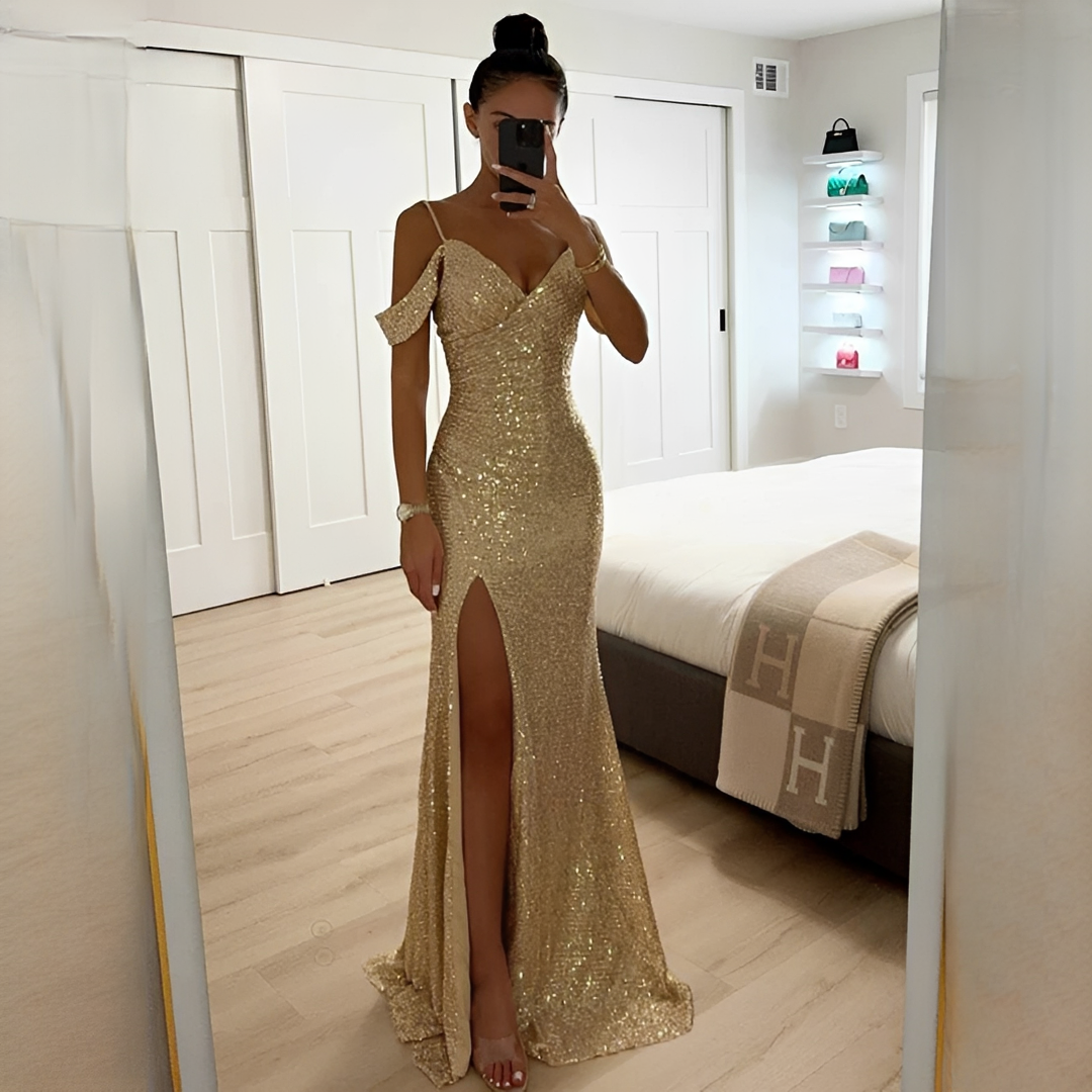 Ashriel - Elegancka Sukienka z Rozcięciem