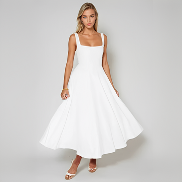 Yarabelle - Elegancka Midi Sukienka na Ramiączkach