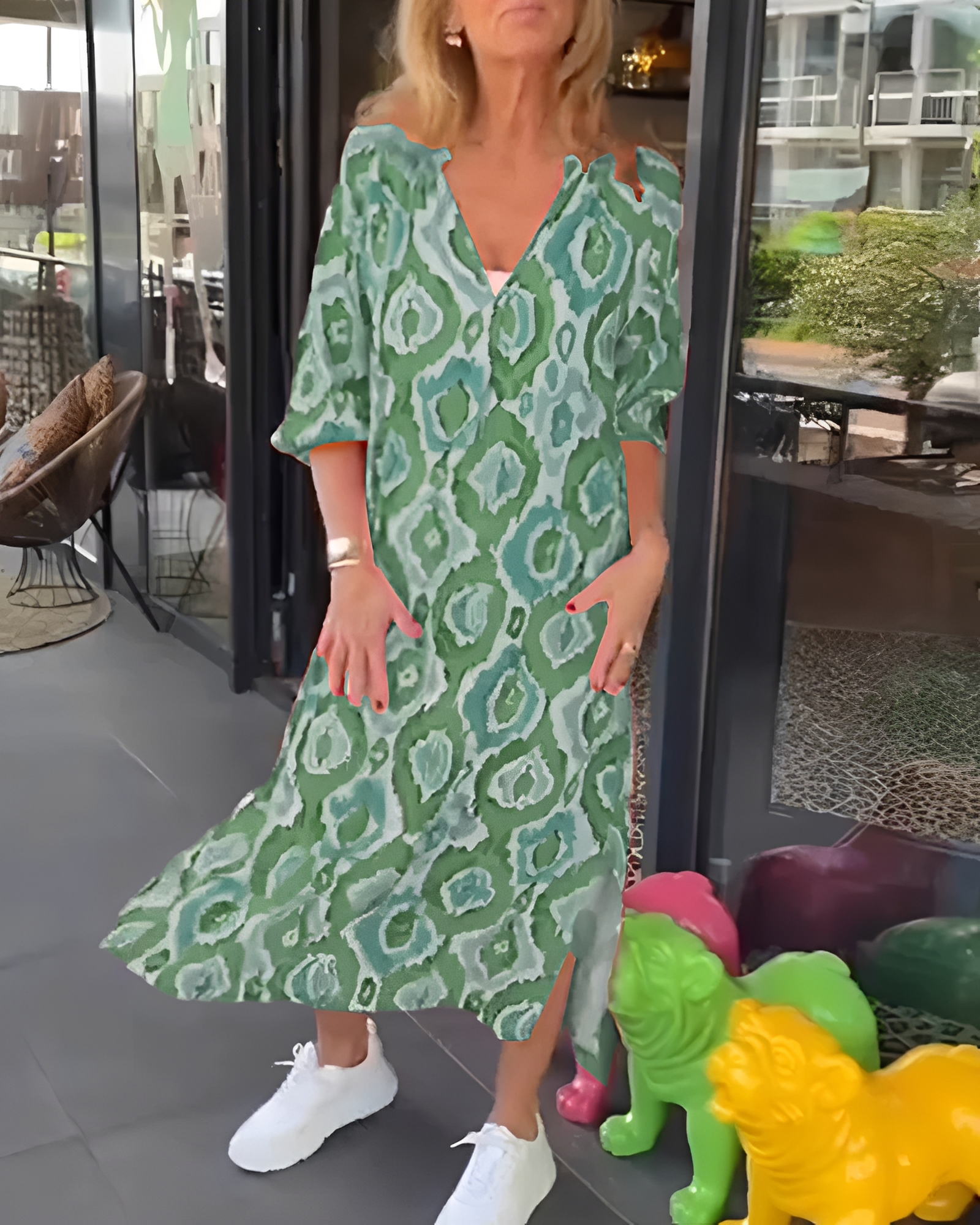 Rachael - Elegancka Sukienka Midi z Dekoltem w Szpic