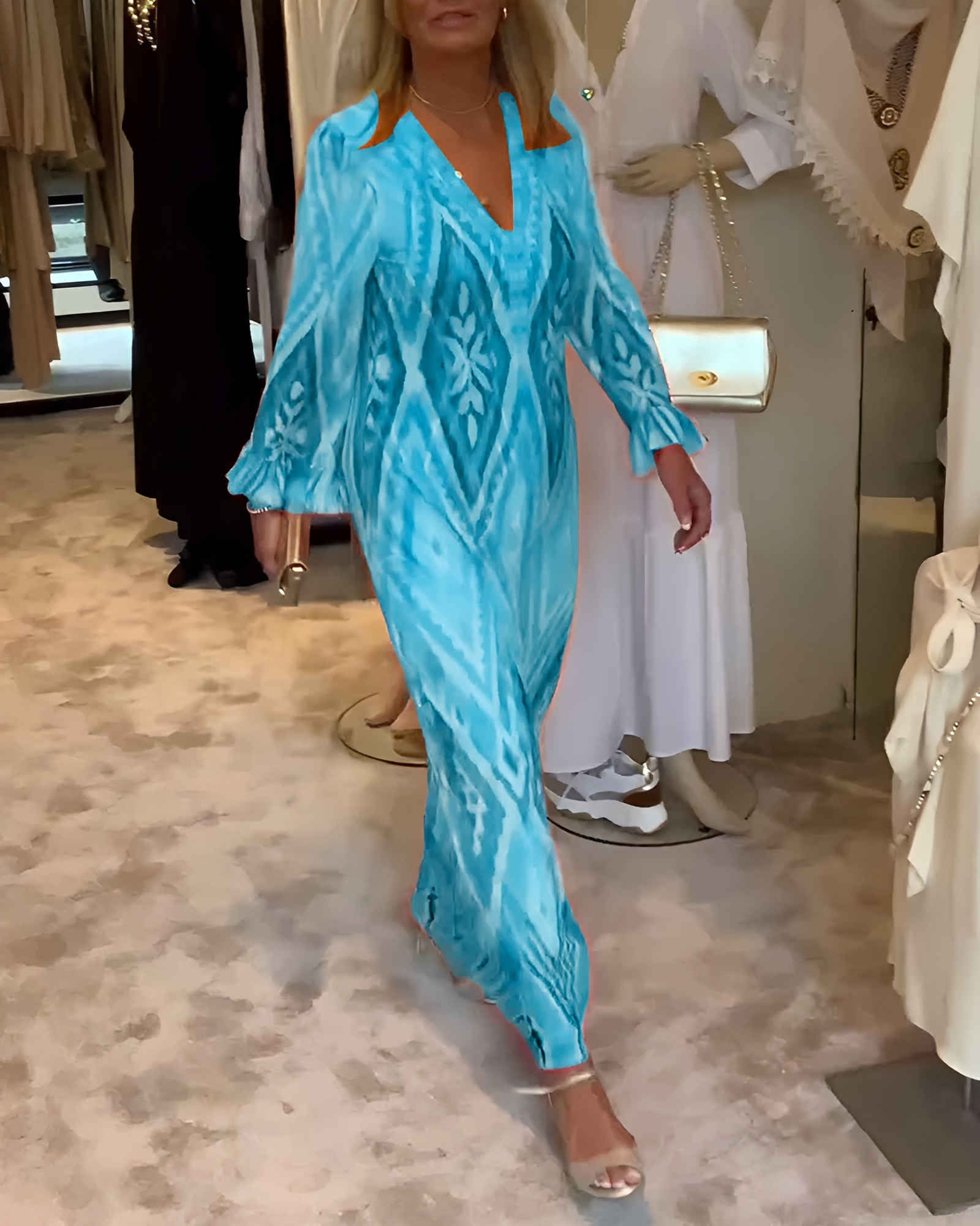 Glynnis - Stylowa Maxi Sukienka z Długim Rękawem