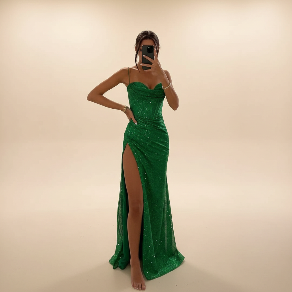 Monique - Elegancka maxi sukienka z rozcięciem