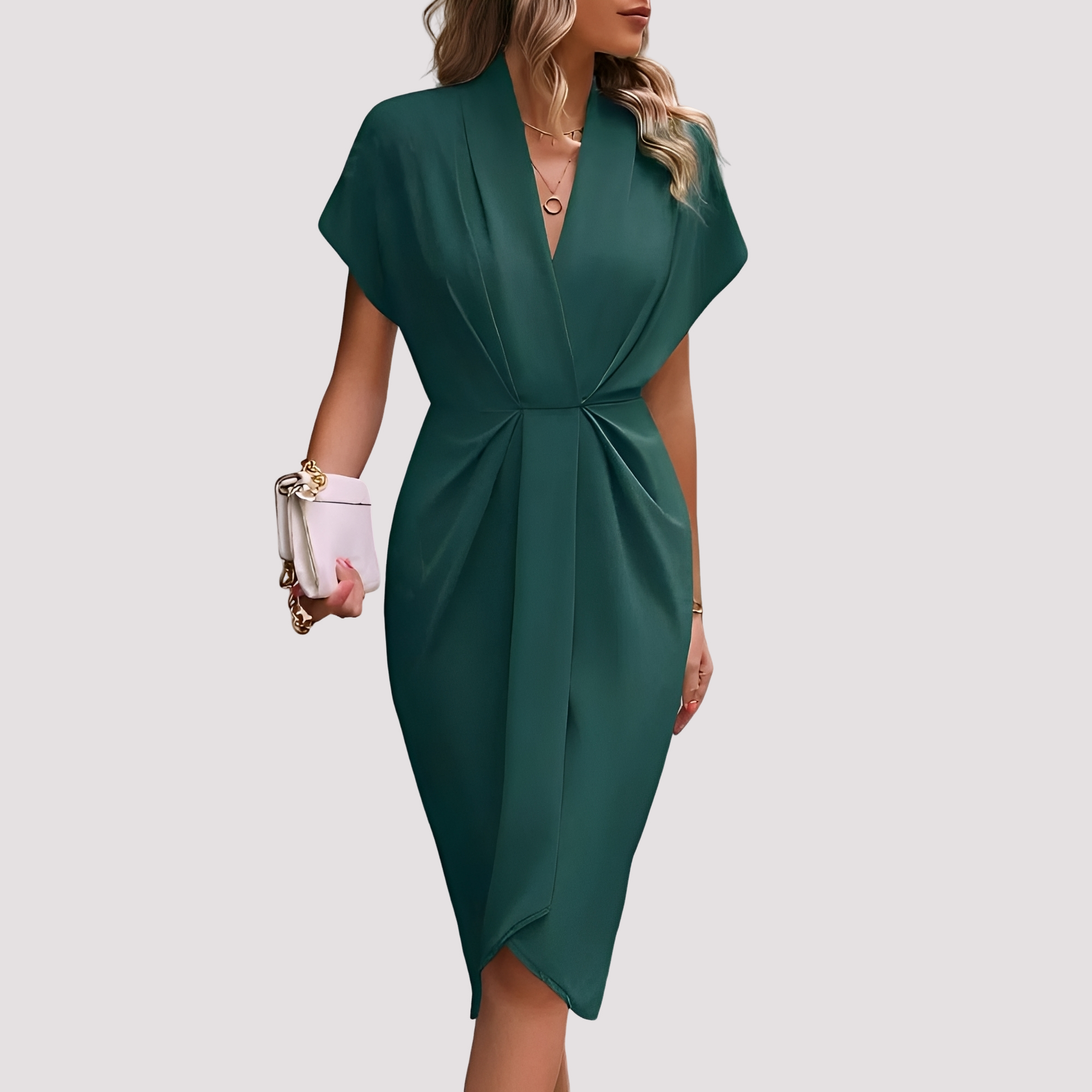Gwen - Elegancka Sukienka Midi z Rozcięciem