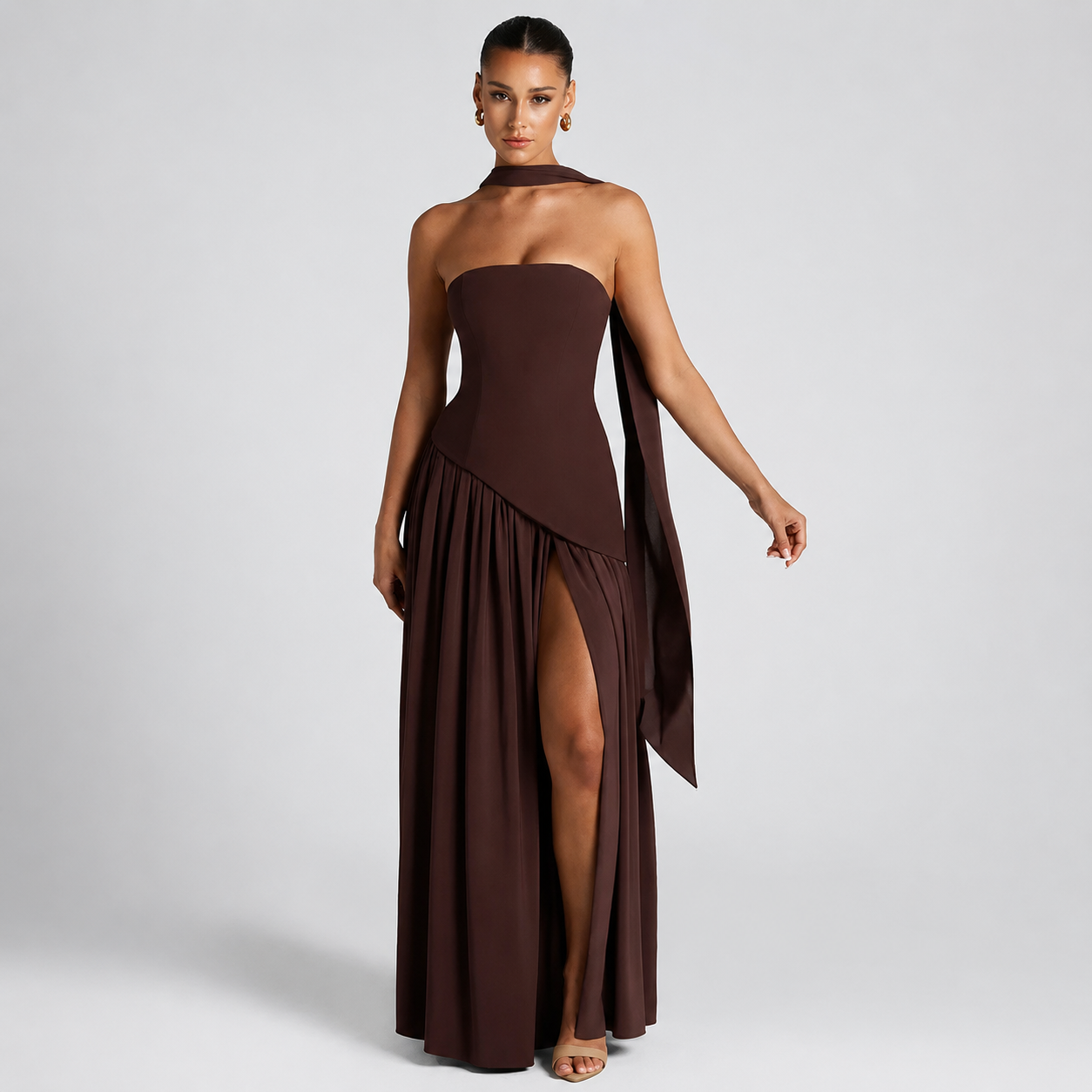 Fatimea - Elegancka Maxi Sukienka z Gorsetem