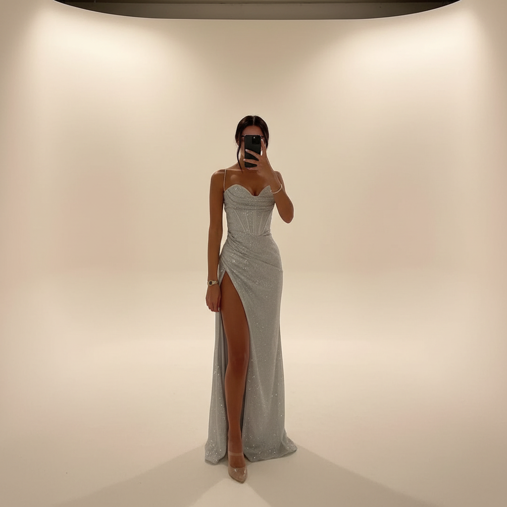 Monique - Elegancka maxi sukienka z rozcięciem