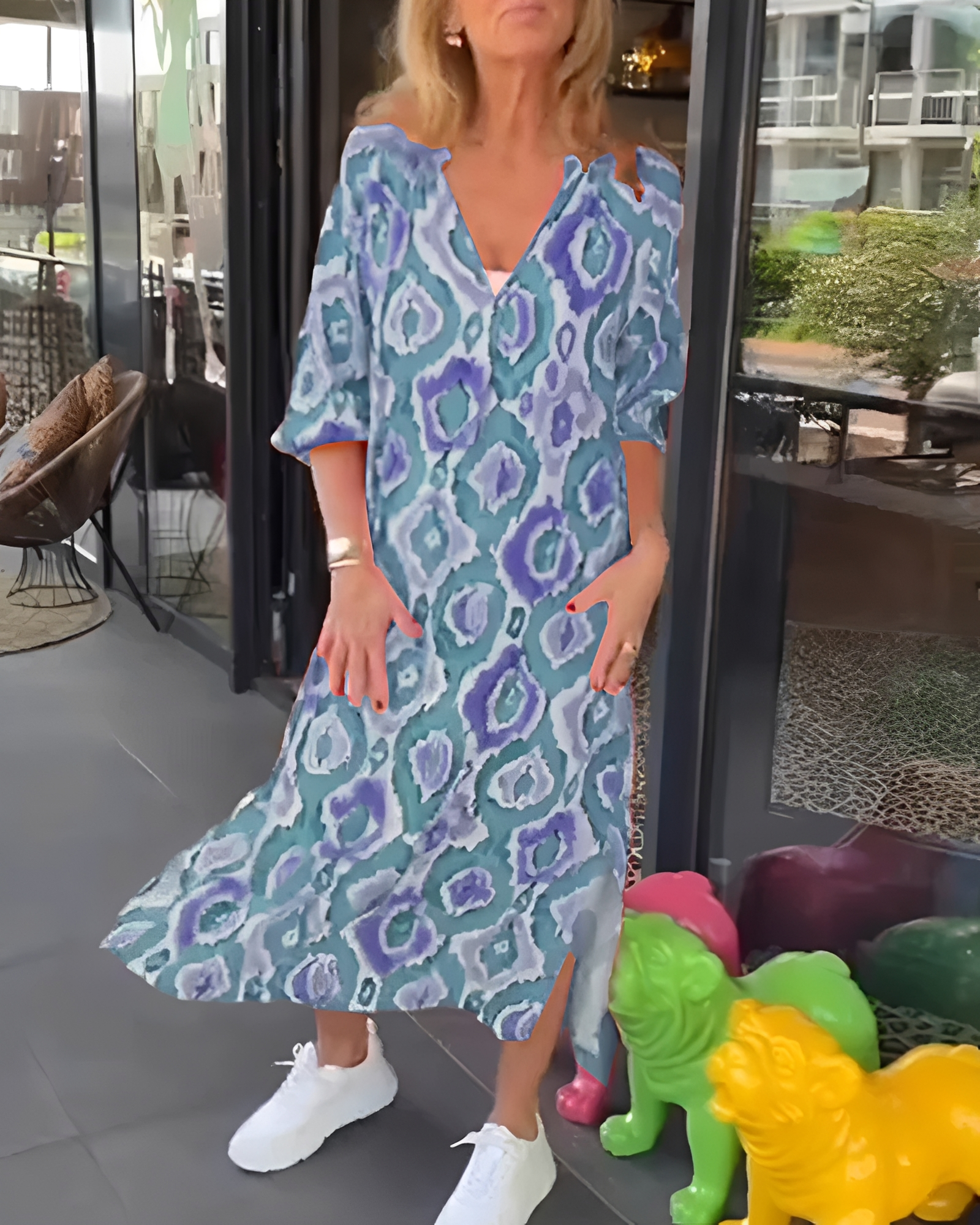 Rachael - Elegancka Sukienka Midi z Dekoltem w Szpic