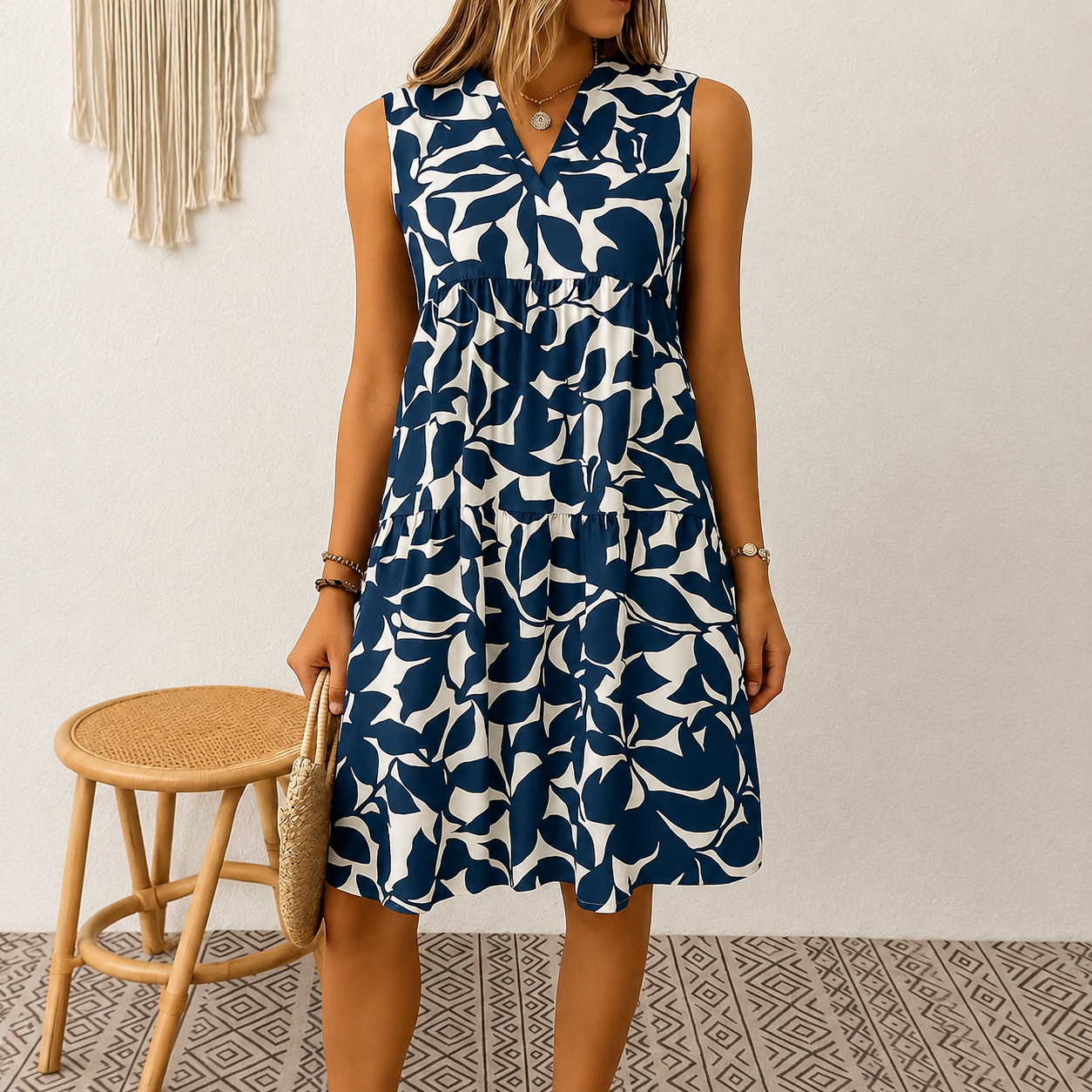 Haidie - Elegancka Mini Sukienka Bez Rękawów