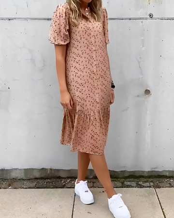 Rhiannon - Stylowa Midi Sukienka z Dekoltem V