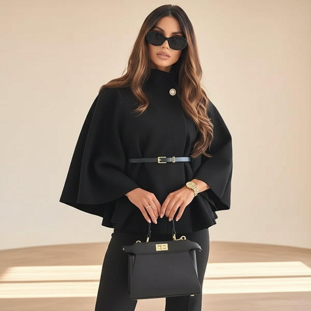 Lindsey - Elegancka kurtka z paskiem i rękawami typu batwing