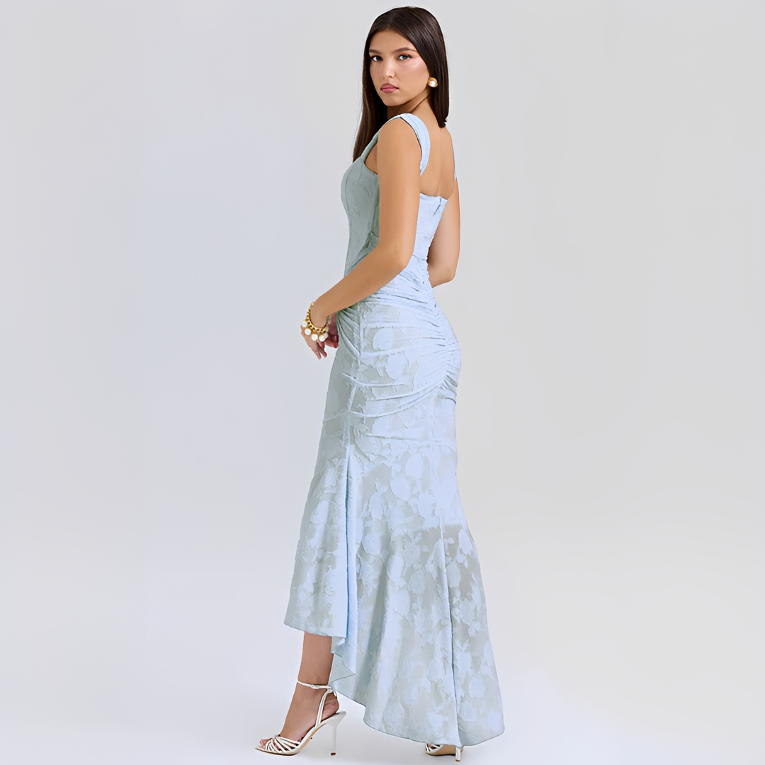 Cynthia - Elegancka Midi Sukienka z Wiązanym Paskiem