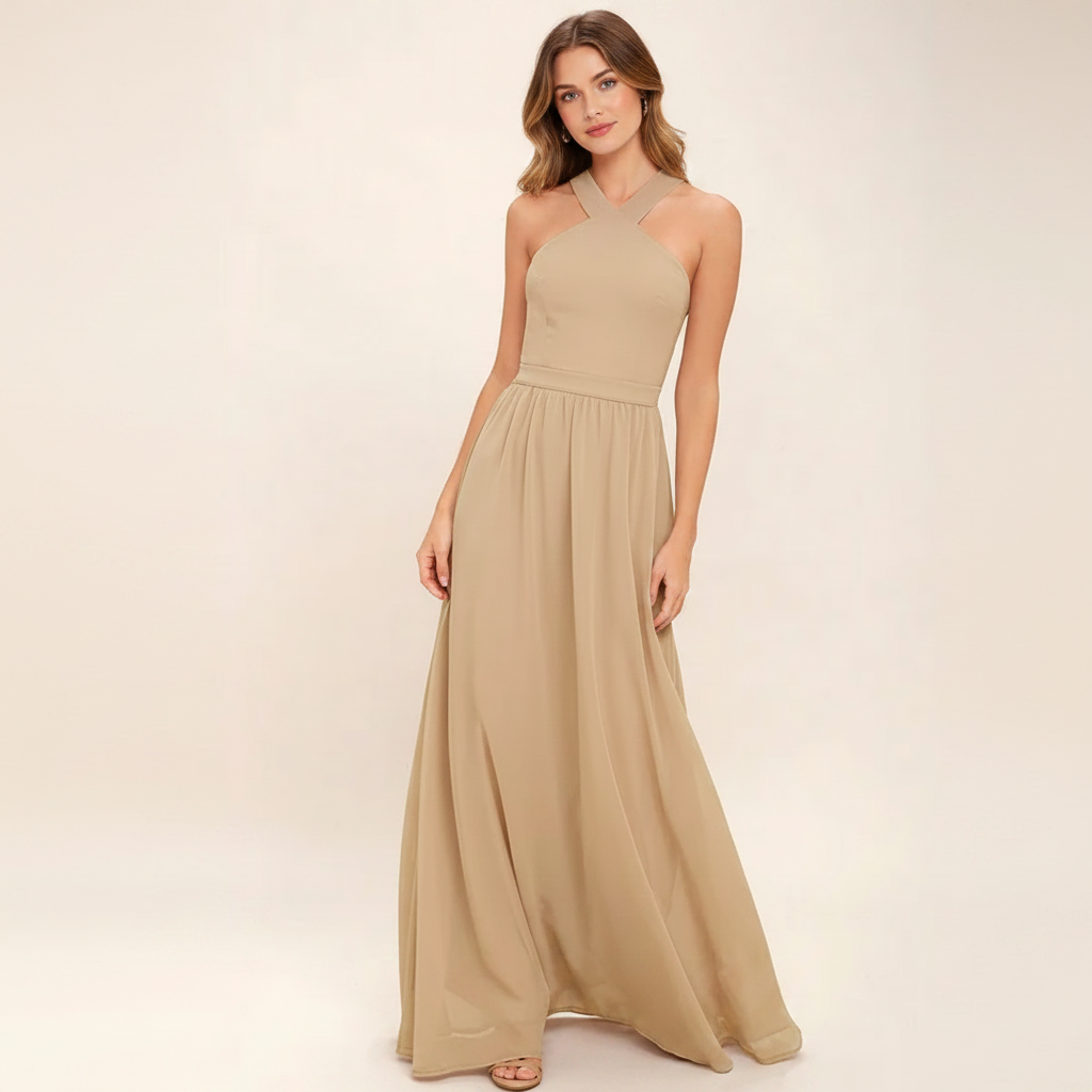 Suzanne - Elegancka maxi sukienka z dekoltem na krzyż