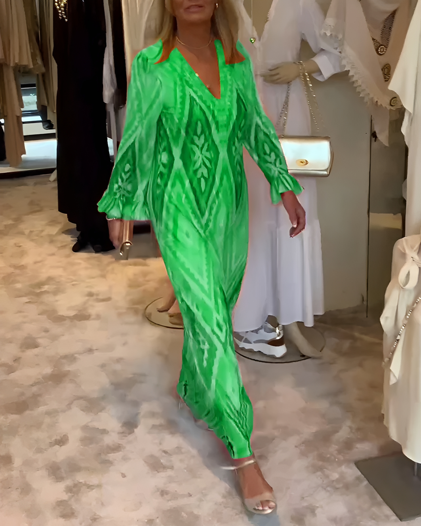 Glynnis - Stylowa Maxi Sukienka z Długim Rękawem
