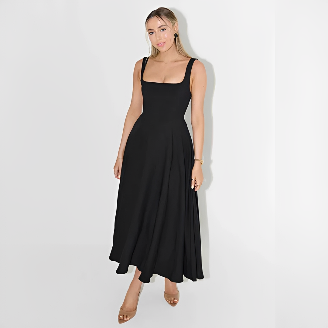 Yarabelle - Elegancka Midi Sukienka na Ramiączkach