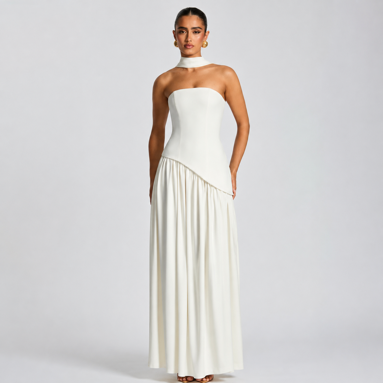 Fatimea - Elegancka Maxi Sukienka z Gorsetem
