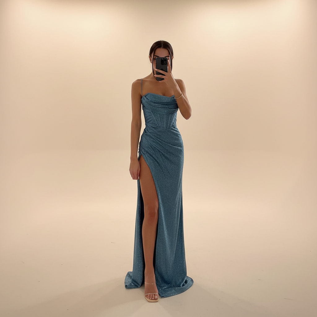 Monique - Elegancka maxi sukienka z rozcięciem