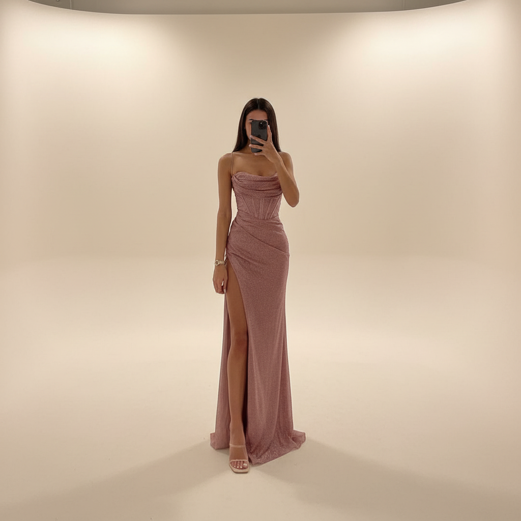 Monique - Elegancka maxi sukienka z rozcięciem