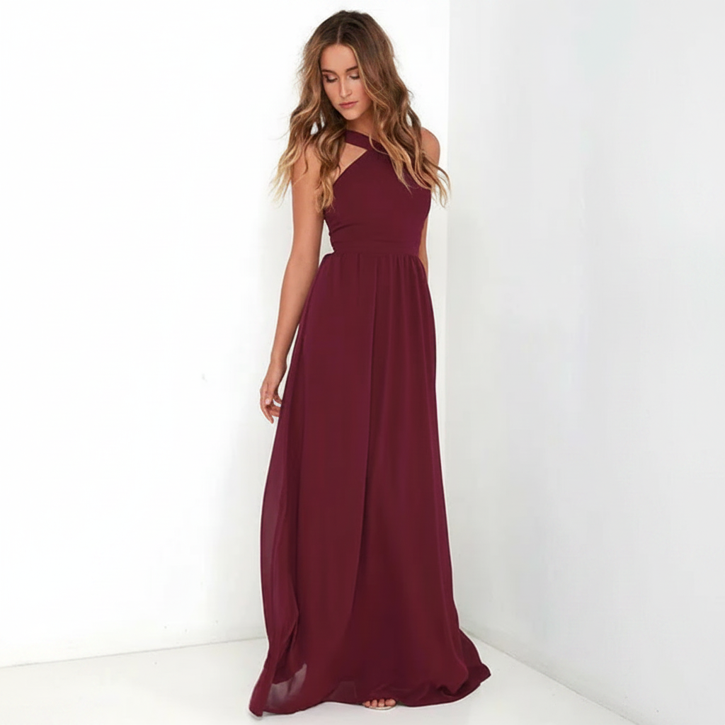 Suzanne - Elegancka maxi sukienka z dekoltem na krzyż