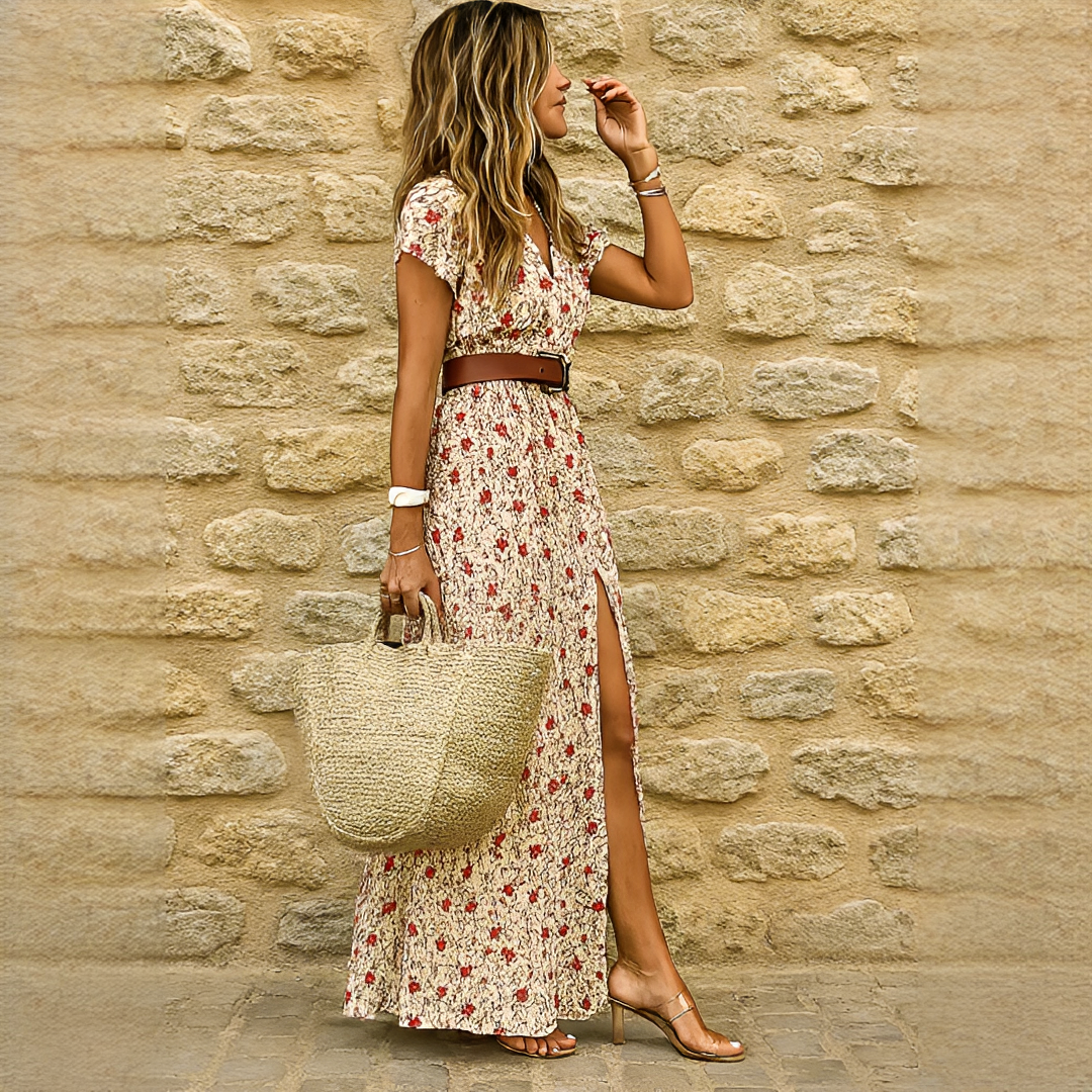 Ziska - Stylowa sukienka boho z wycięciem