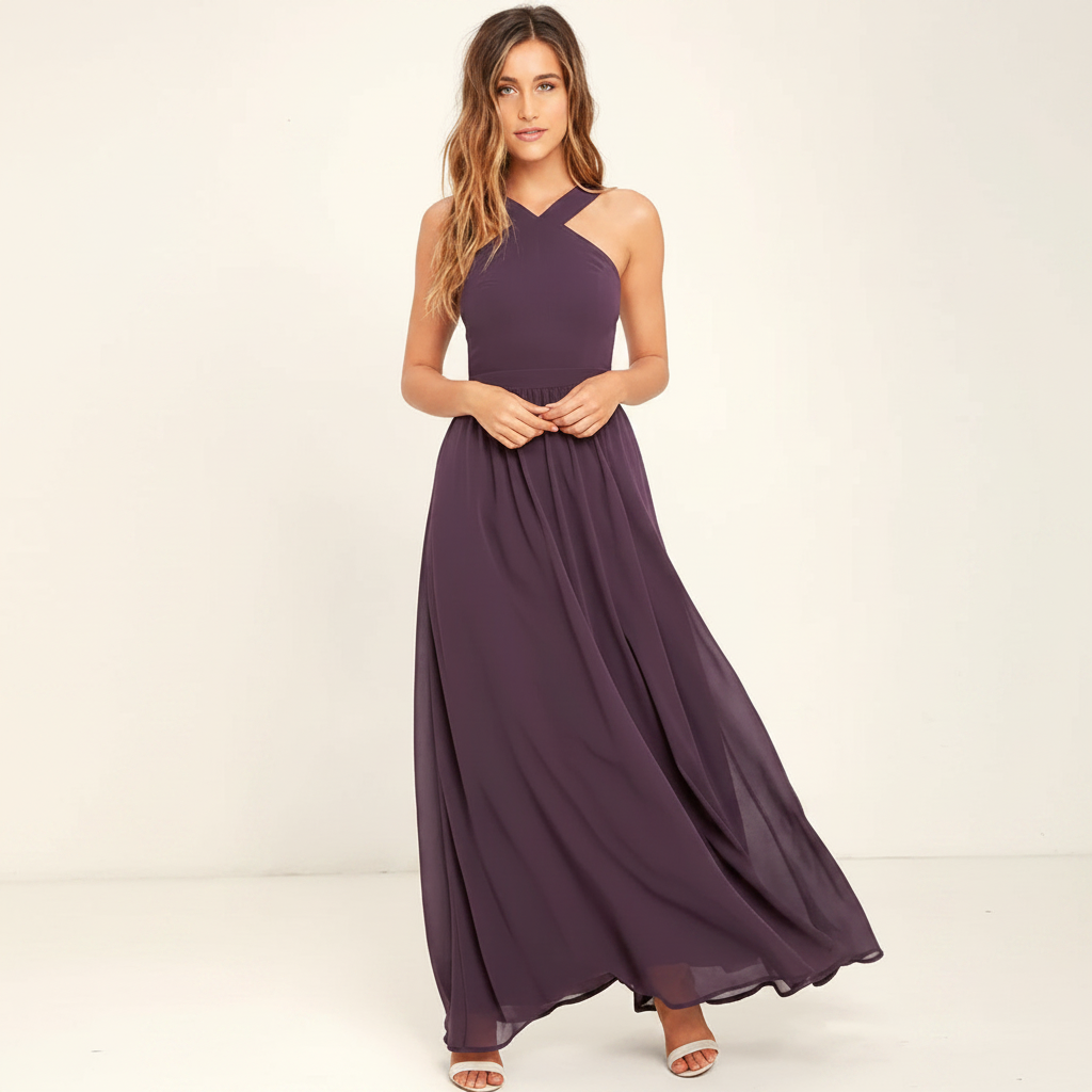 Suzanne - Elegancka maxi sukienka z dekoltem na krzyż