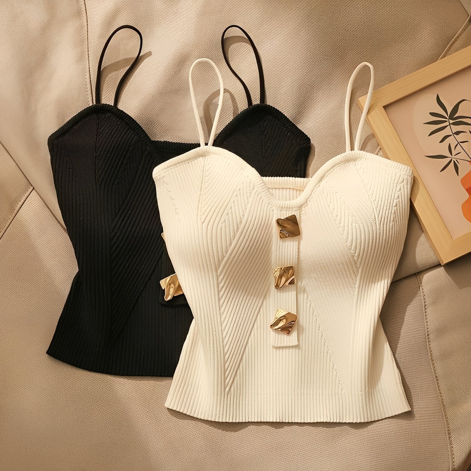 Ameera - Elegancki Top Gorsetowy z Prążkowanej Tkaniny