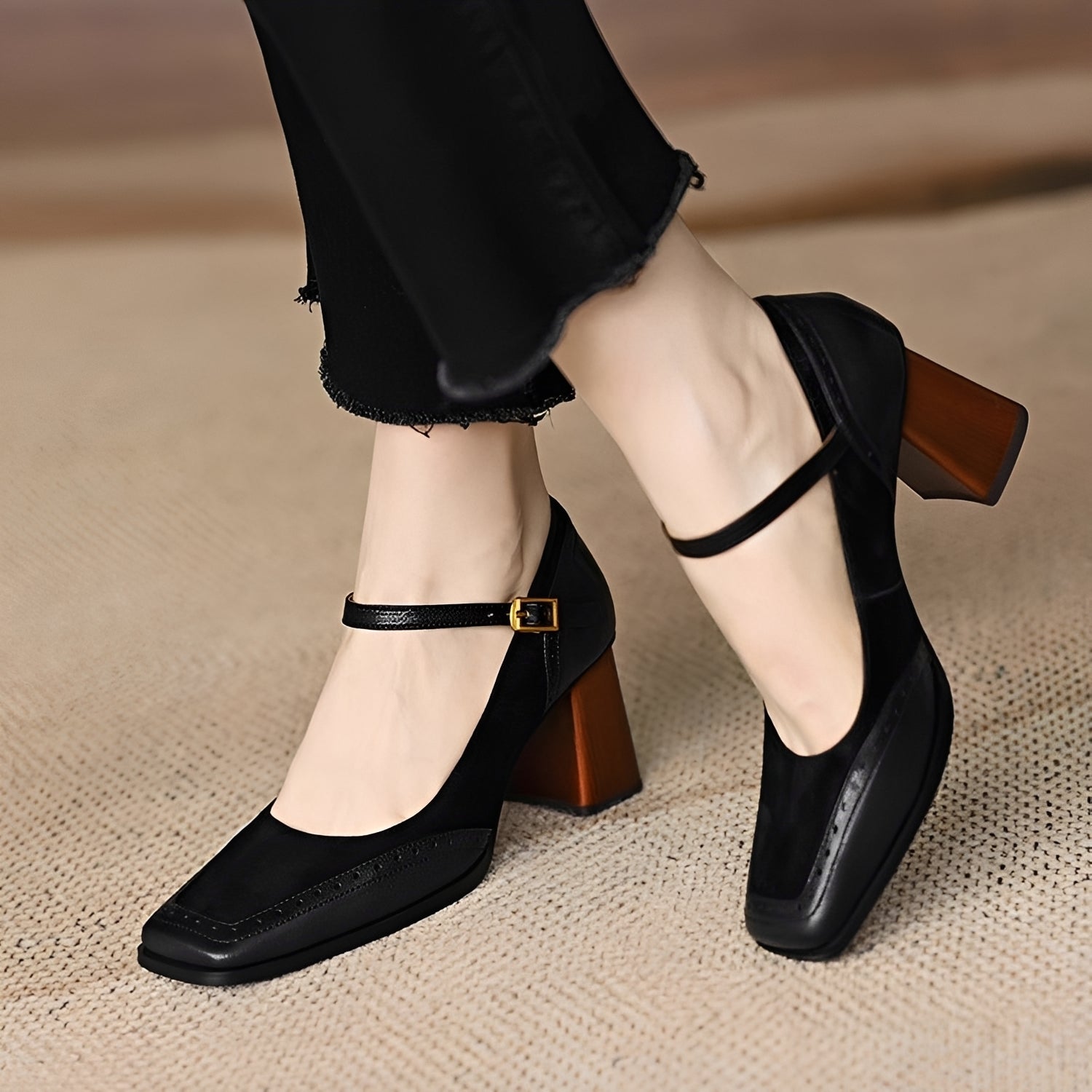 Isha - Eleganckie buty na szerokim obcasie