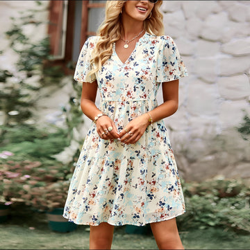 Charlotte - Sukienka Damska - Kwiatowy Słoneczny Strój