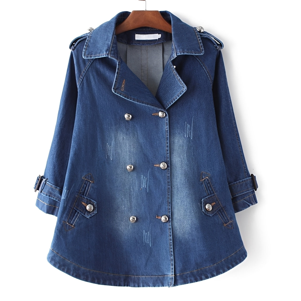 Faye - Stylowy Płaszcz Cape z Denimu