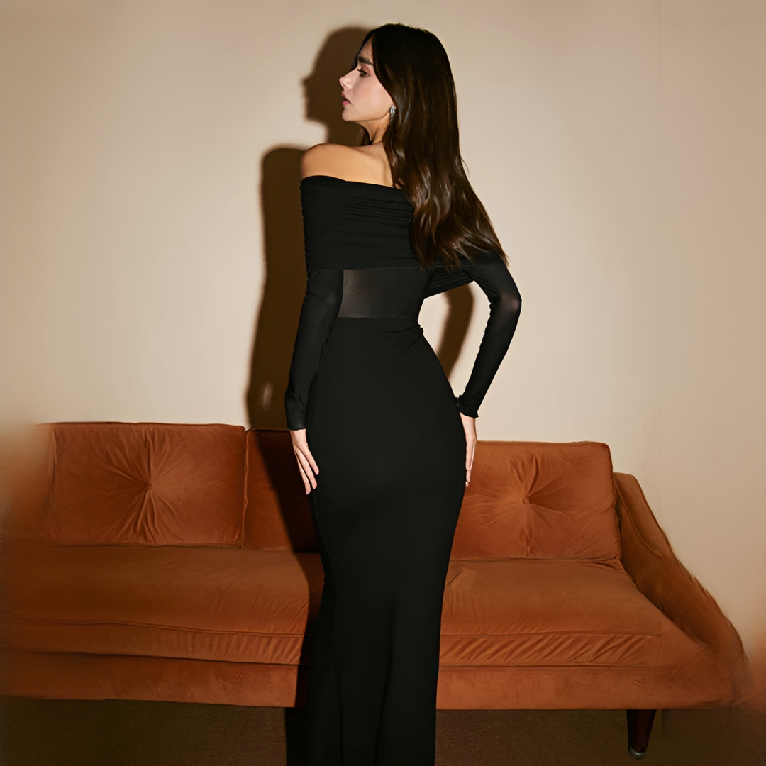 Ermanda - Elegancka sukienka z odkrytymi ramionami