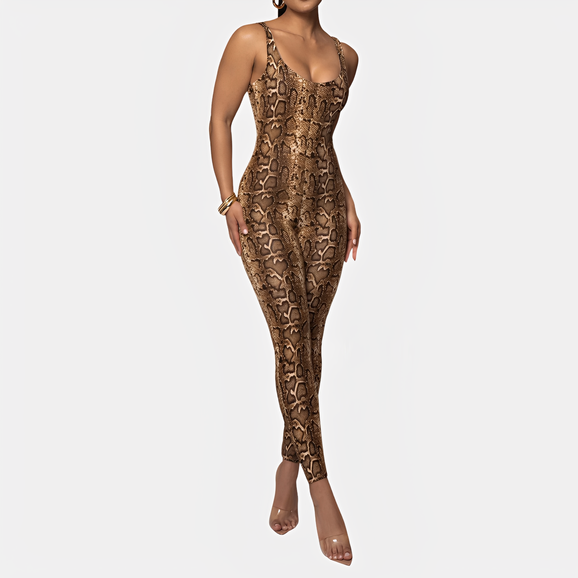 Elaine - Elegancki kombinezon bodycon z wzorem