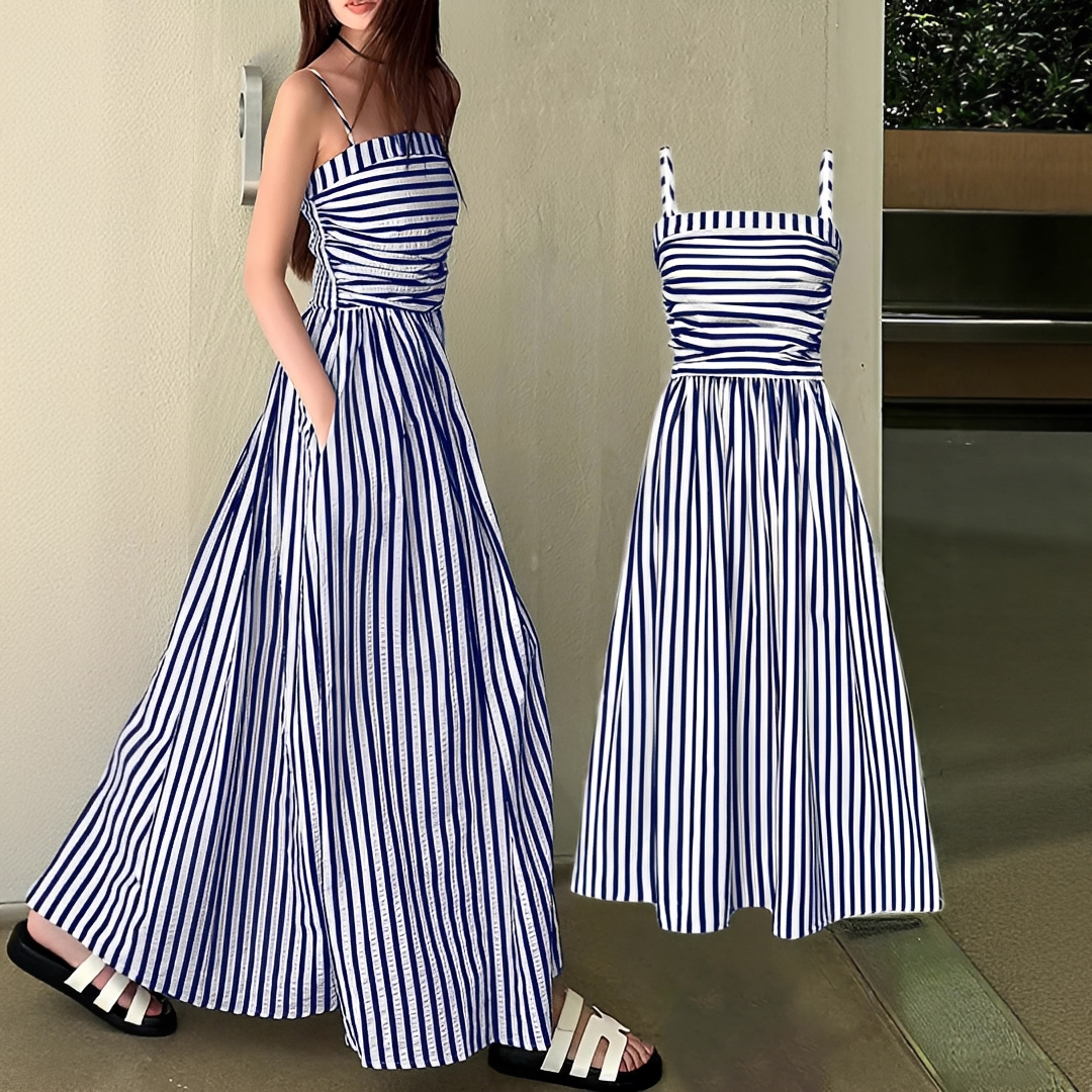 Cindy - Elegancka Sukienka Maxi w Paski