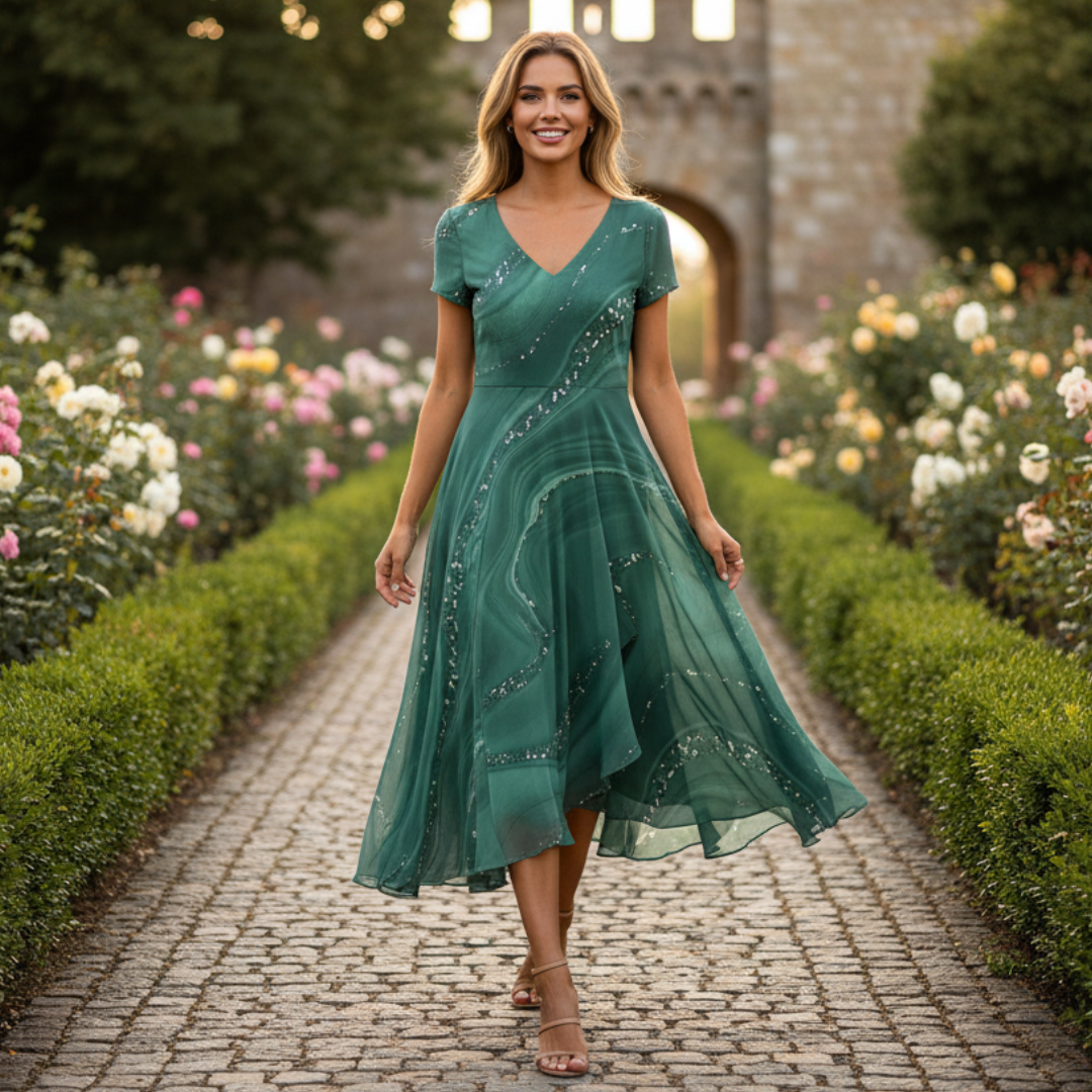 Eliana - Elegancka Sukienka z Dekoltem w Serek