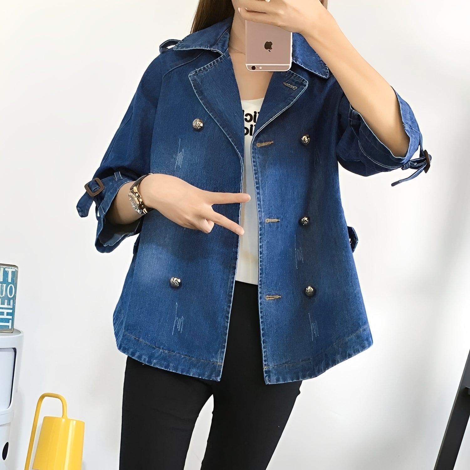 Faye - Stylowy Płaszcz Cape z Denimu
