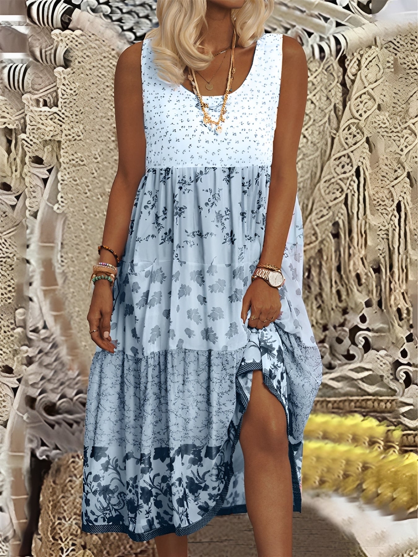 Nancy - Stylowa Sukienka Midi w Stylu Boho