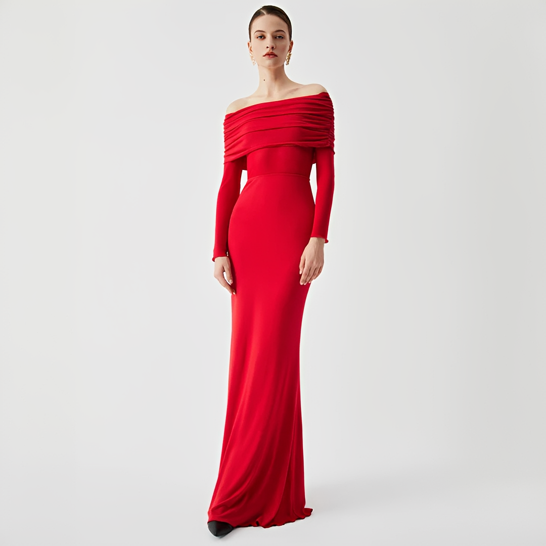 Ermanda - Elegancka sukienka z odkrytymi ramionami