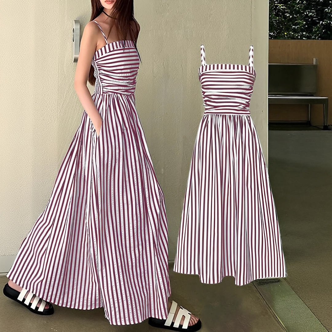 Cindy - Elegancka Sukienka Maxi w Paski