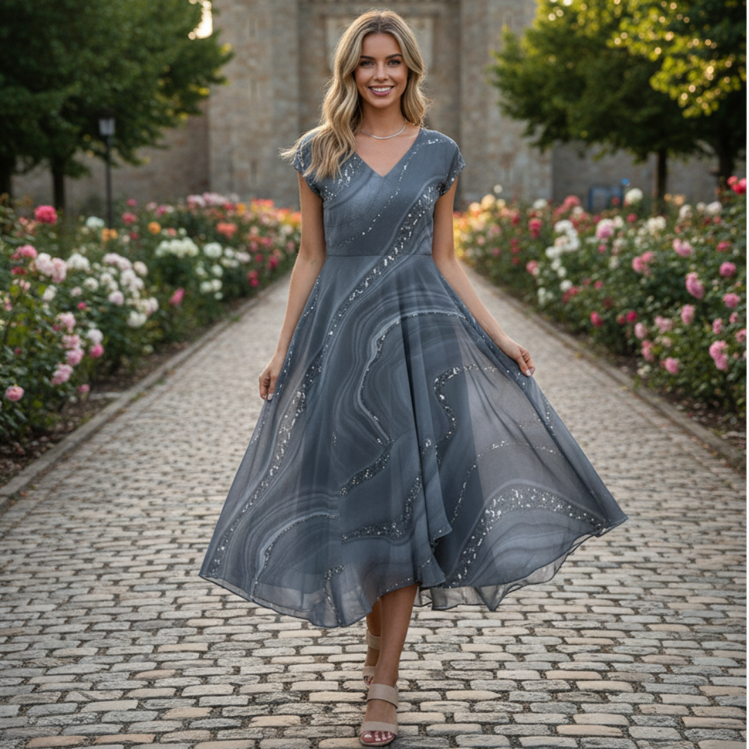 Eliana - Elegancka Sukienka z Dekoltem w Serek