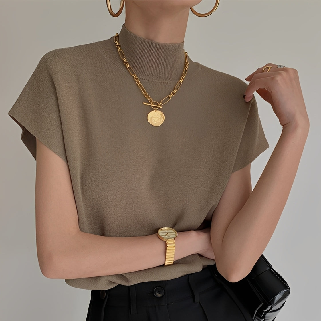 Rhea - Elegancki top z półgolfem