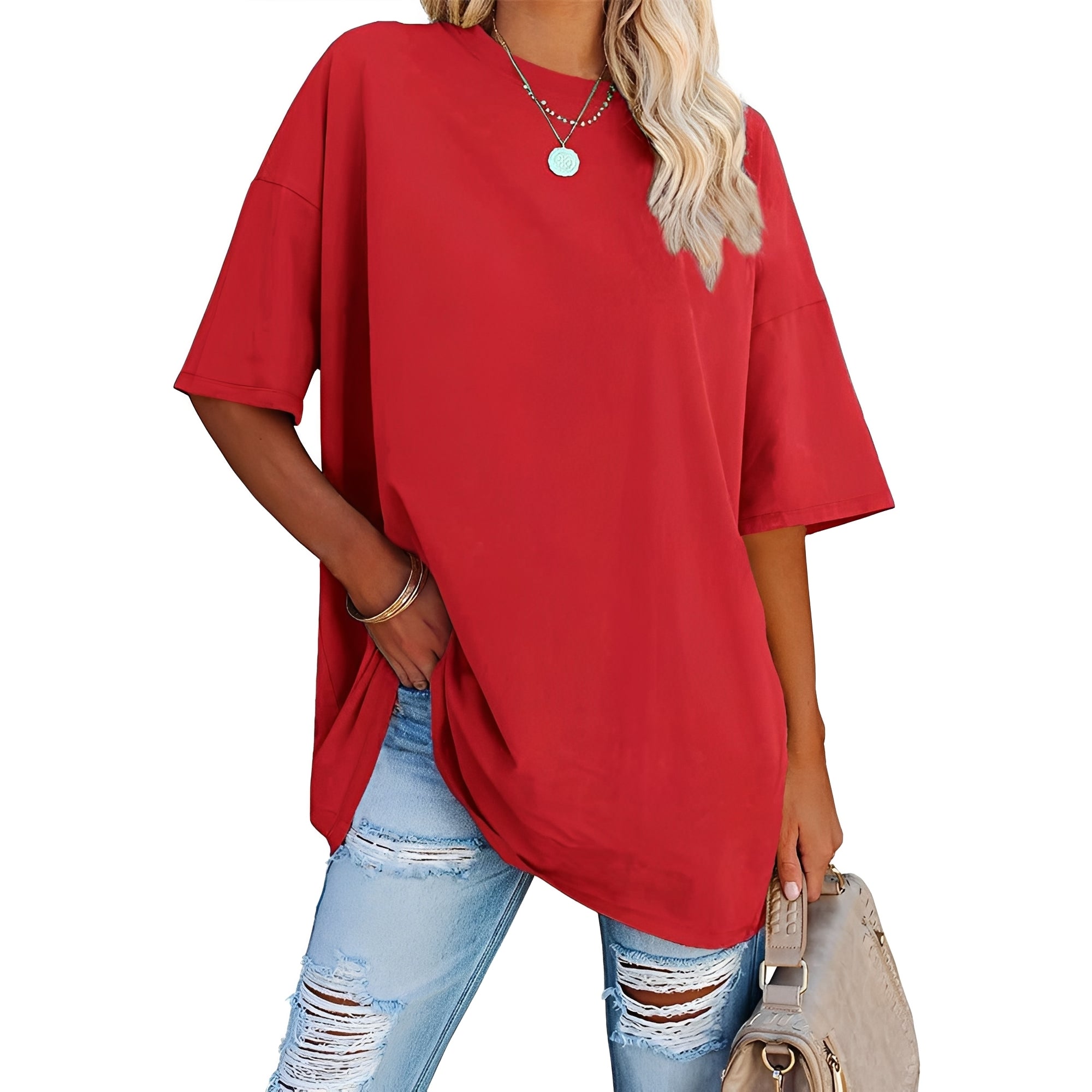 Alice - Luzny T-shirt z opadajacymi ramionami