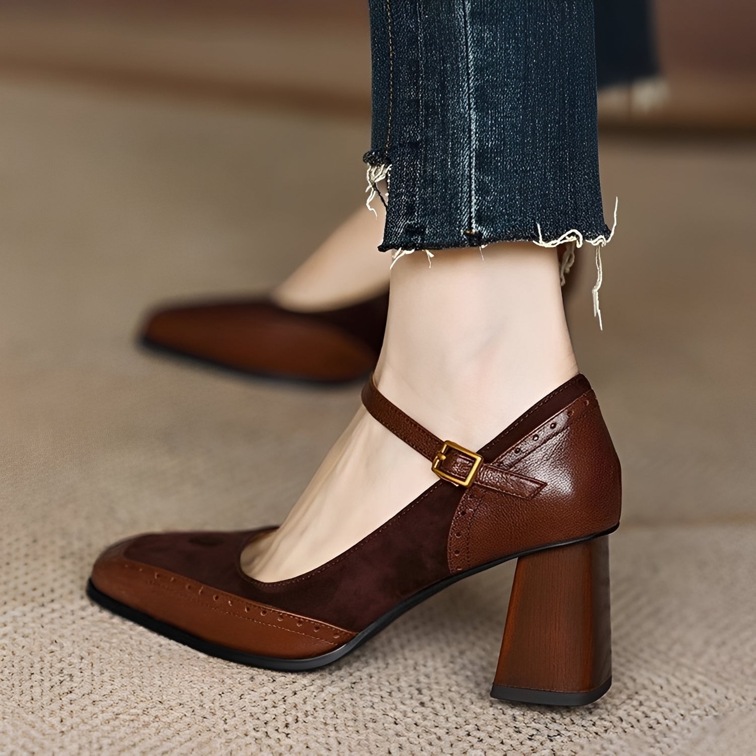 Isha - Eleganckie buty na szerokim obcasie